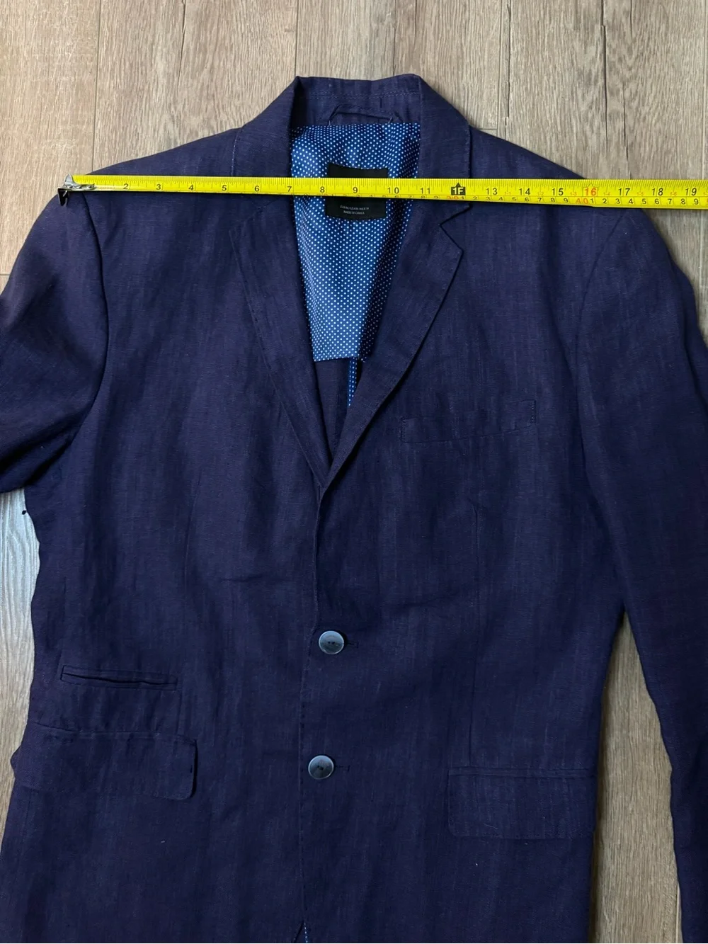 Zara Men's Basic Dark Blue 100% Linen Summer Sport Coat Blazer Size 38R